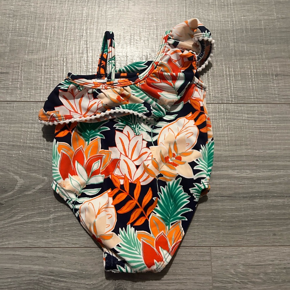 Tropical One Shoulder Baby Bathing Suit